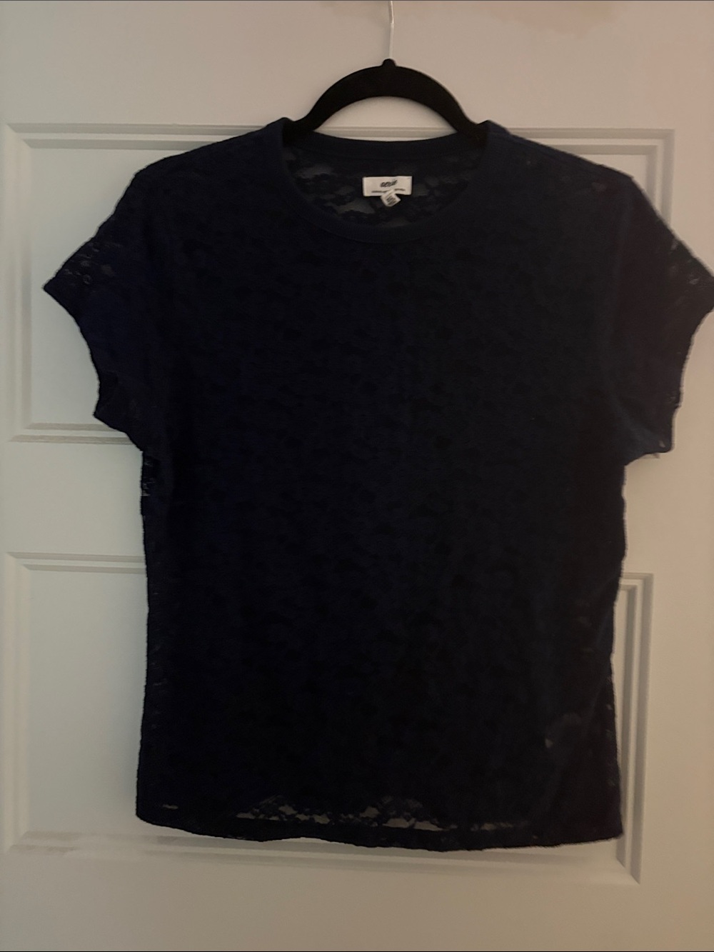 aerie Navy Lace Short Sleeve Tee